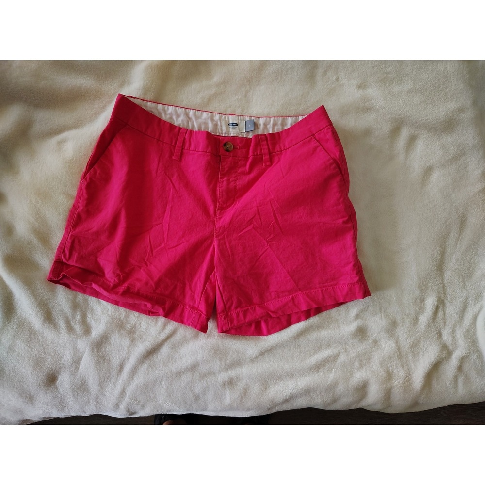 Old Navy Everyday Chino Shorts Hot Pink Womens Size 2 Mid Rise‎ Cotton Twill